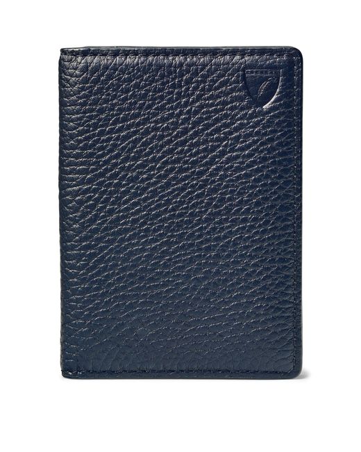 Aspinal Blue Leather Folded Card Holder for men