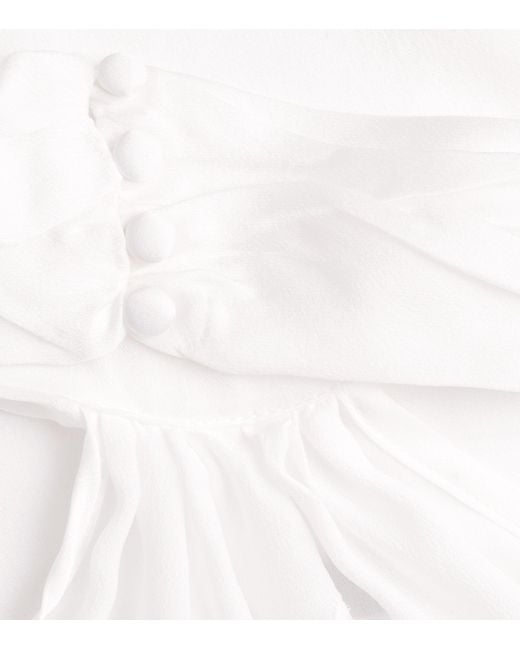 Kiki de Montparnasse White Silk Lace-Trim Carla Slip Dress