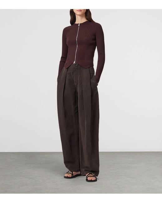 AllSaints Purple Ribbed Cruz Cardigan