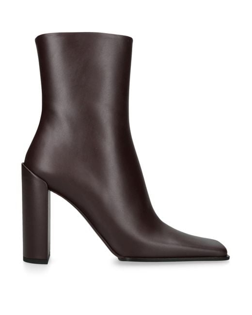 Alaïa Brown Leather Square-Toe Ankle Boots 90