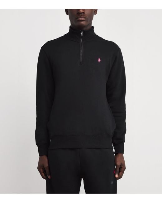 Polo Ralph Lauren Black Cotton Quarter-Zip Sweatshirt for men
