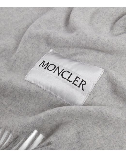 Moncler White Wool Logo-patch Scarf for men