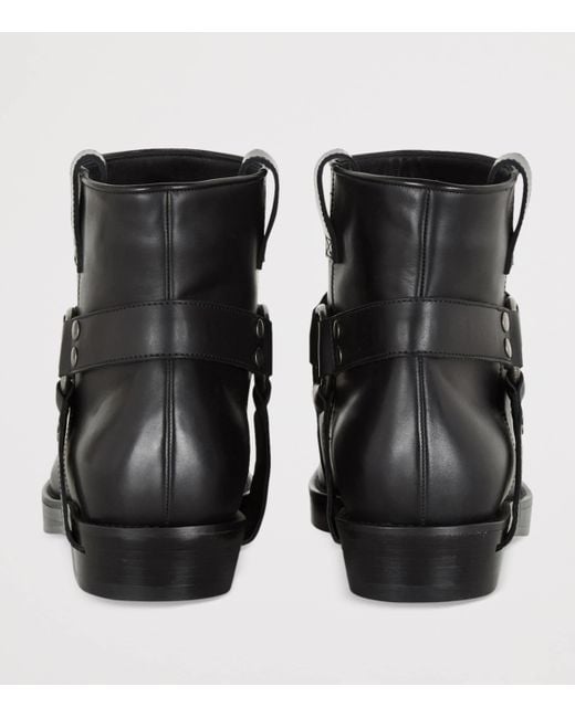 Balmain Black Leather Biker Ankle Boots for men