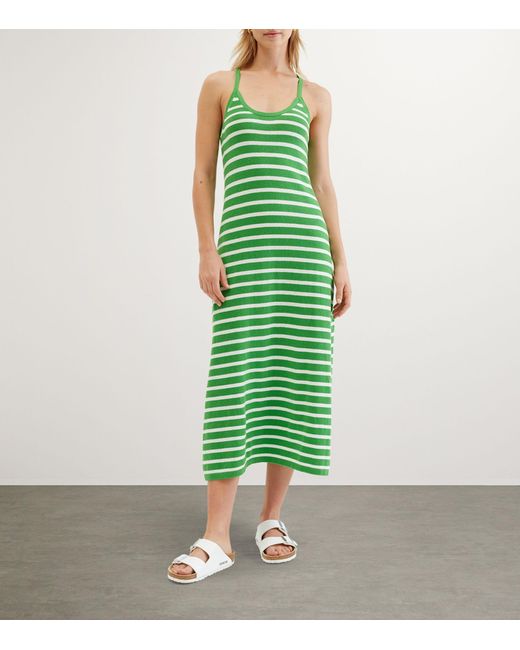 Chinti & Parker Green Bci Cotton-linen Striped Breton Dress