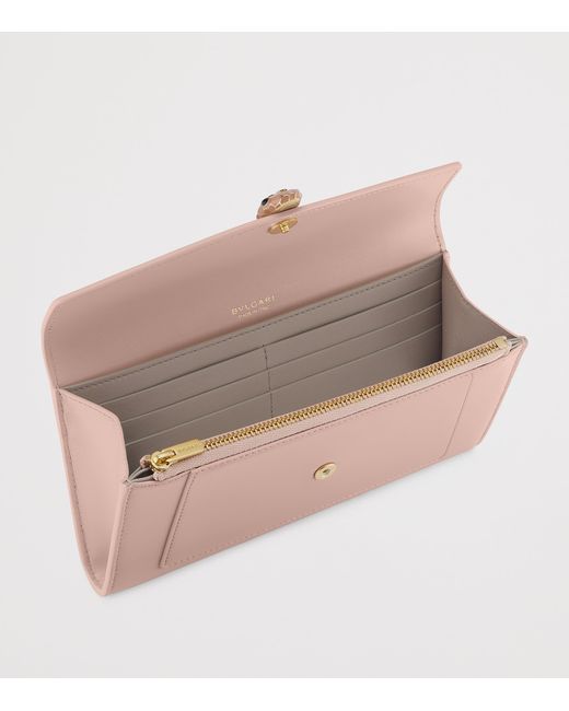 BVLGARI Pink Leather Serpenti Forever Long Wallet