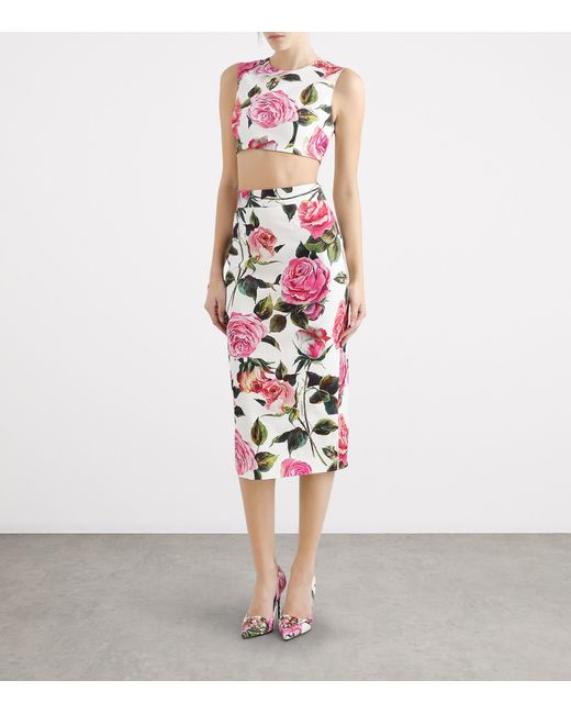 Dolce & Gabbana Pink Floral Crop Top