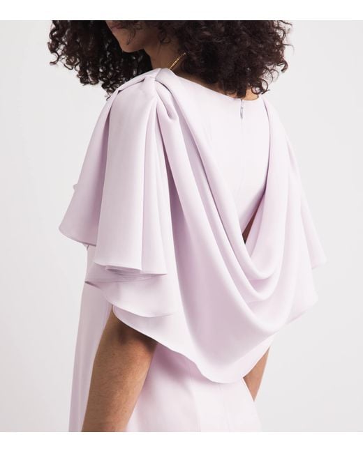 Sabina Bilenko Pink Crepe Embellished Birdie Midi Dress