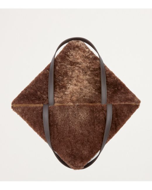 Loewe Brown Large Shearling Puzzle Fold Tote Bag