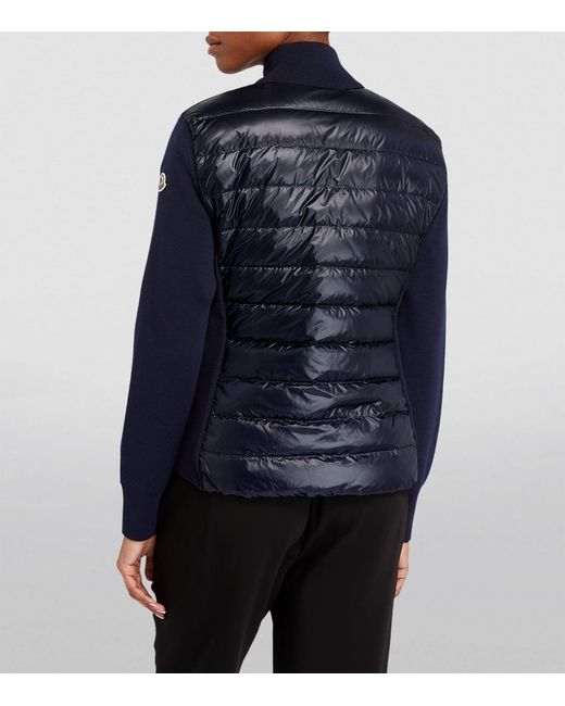 Moncler Blue Puffer-detail Zip-up Jacket