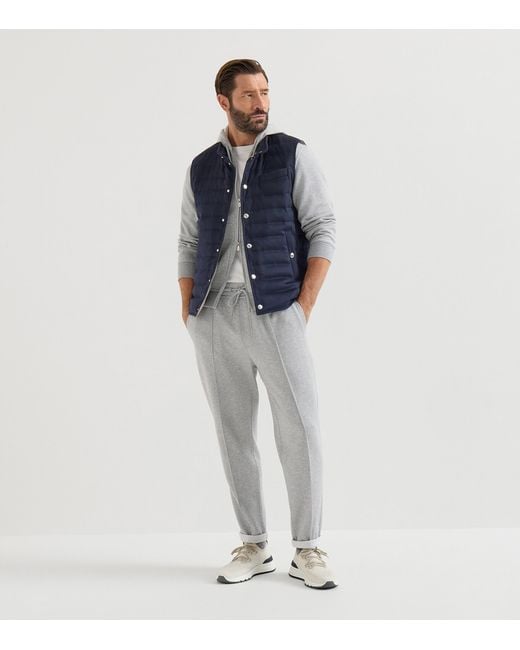 Brunello Cucinelli White Cotton-Blend Chiné-Knit Sneakers for men