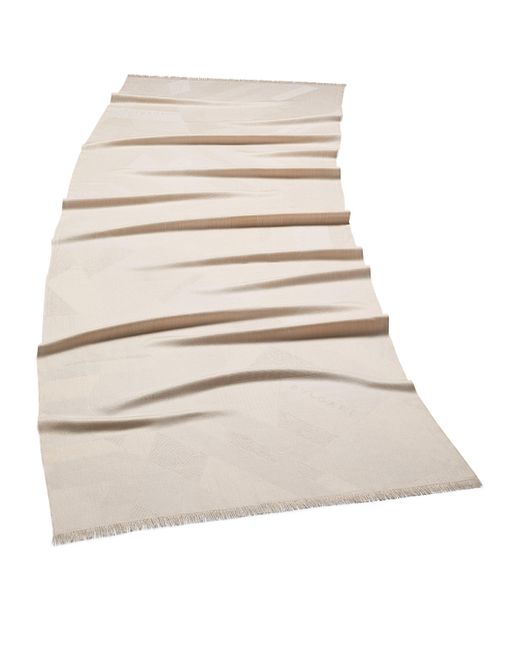 BVLGARI Natural Cashmere Logo Fringed Scarf for men