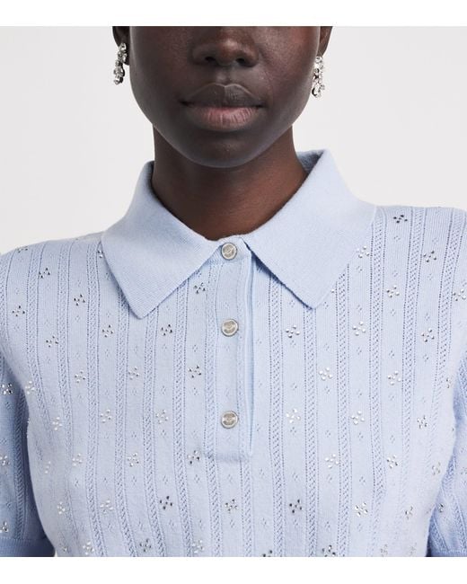 Maje Blue Wool-Blend Polo Sweater
