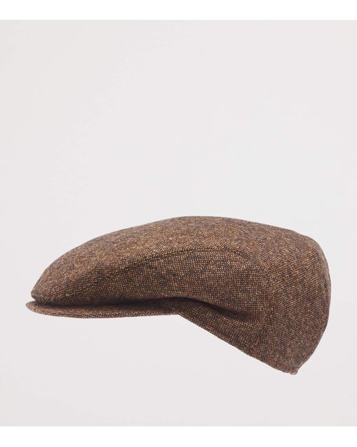 Swaine Brown Wool Tweed Slim Cap for men