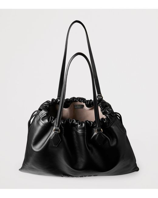 Jimmy Choo Black Large Leather Drawstring Tote Bag