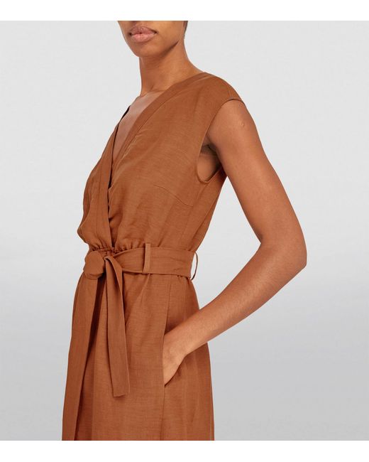 Eleventy Brown Linen Broderie Anglaise Dress