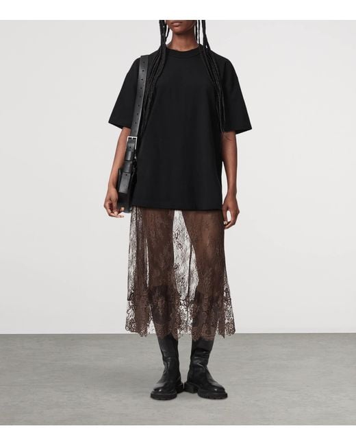AllSaints Brown Lace Arran Maxi Skirt