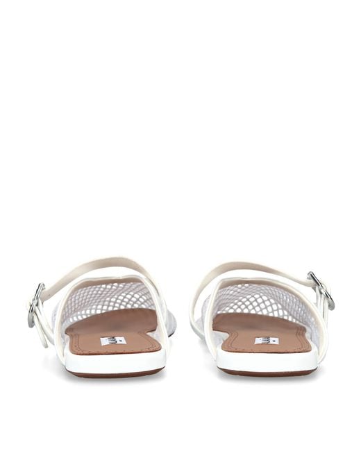 Alaïa White Patent Leather Fishnet Mules