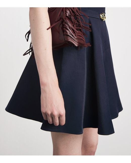 Maje Blue Faille Embellished Mini Dress