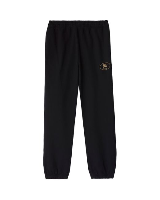 Burberry Black Cotton Knight Stamp Sweatpants for men