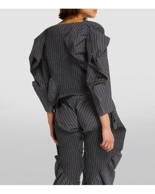 Issey Miyake Gray Oversized Contraction Blouse