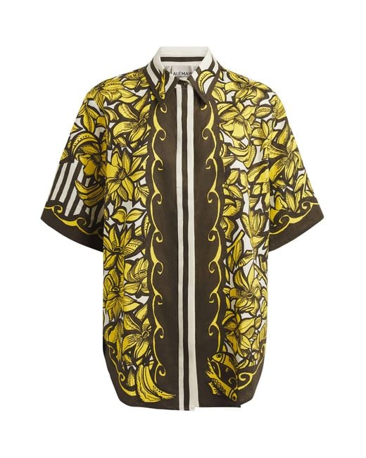 ALÉMAIS Green Hemp Printed Mona Shirt