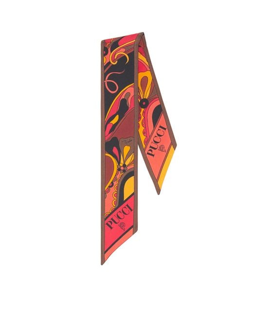 Emilio Pucci Red Silk Printed Scarf