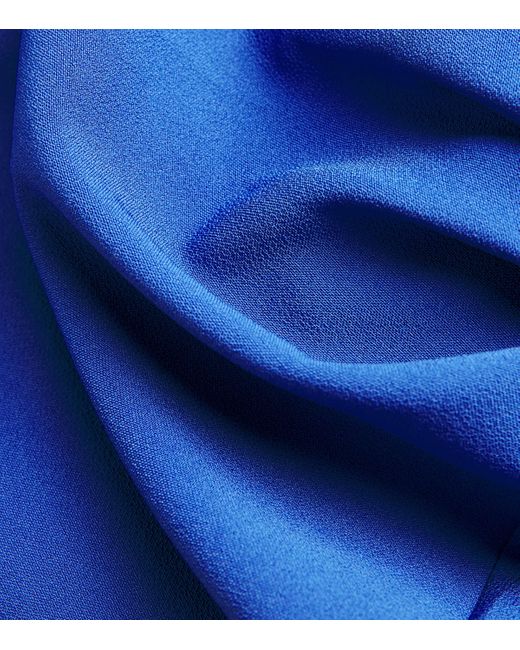 Safiyaa Blue Crepe Contessa Cape Gown