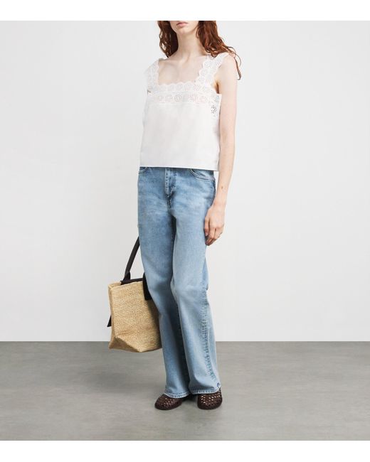 FRAME White Organic Cotton The Eyelet Tank Top