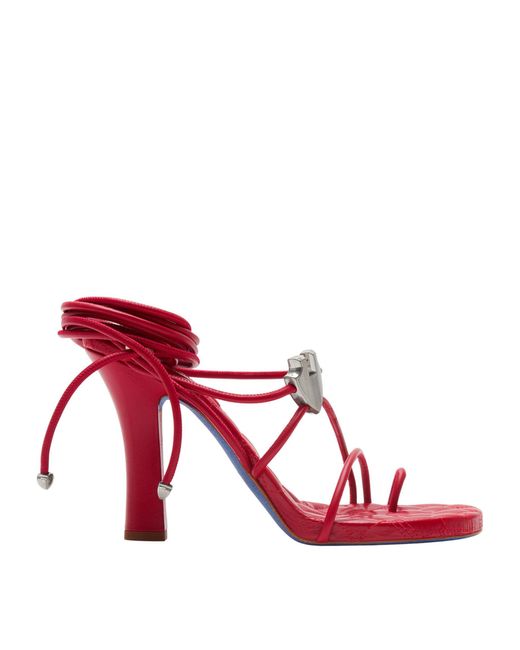 Burberry Red Ivy Shield Heeled Sandals 105