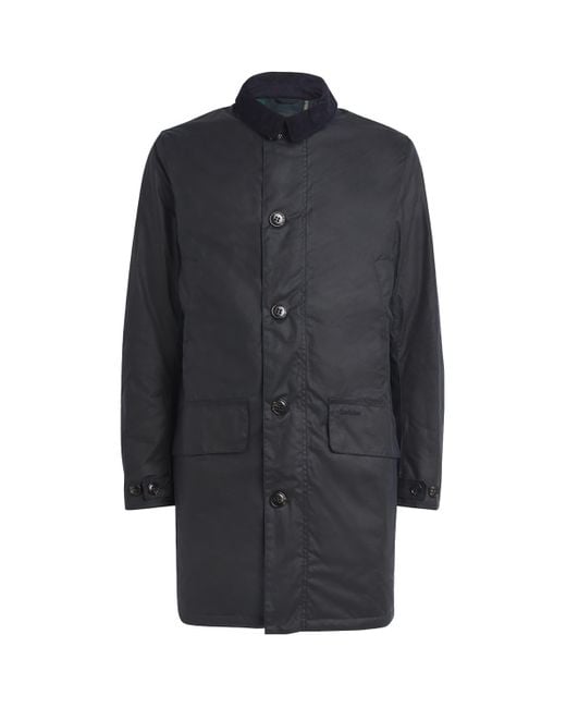 Barbour Blue Waxed Cotton Mac Coat for men