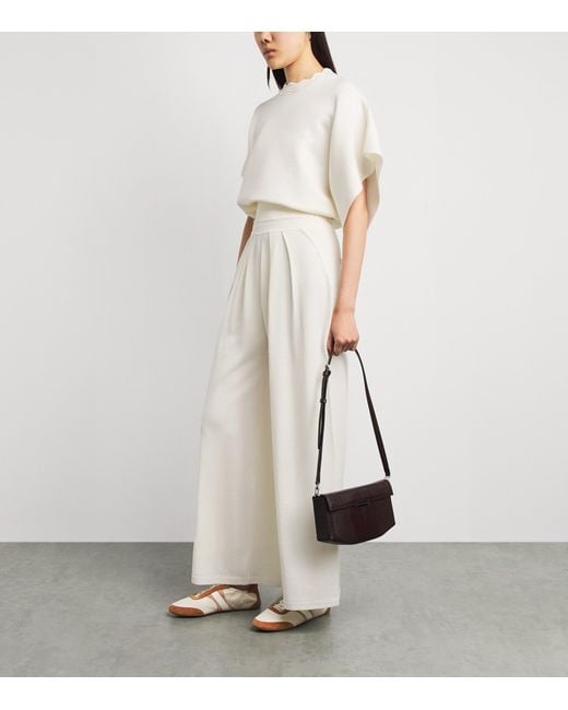 Molli White Virgin Wool Wide-Leg Trousers