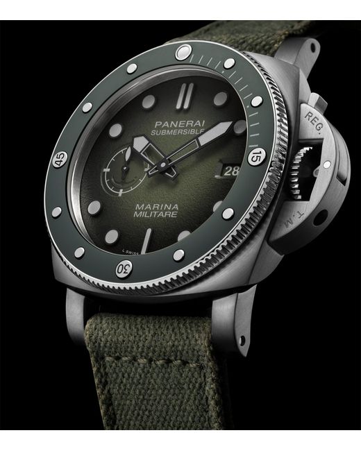 Panerai Gray Stainless Steel Submersible Marina Militare Watch for men