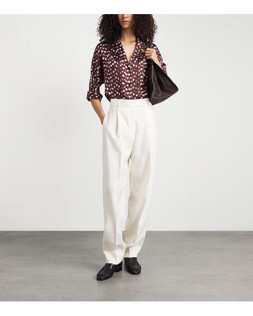 Kiton Red Silk Printed Blouse
