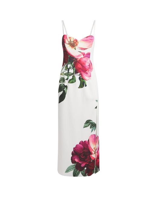Alice + Olivia Red Floral Print Nina Midi Dress