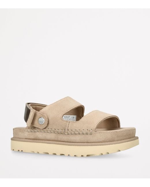 Ugg Natural Suede Goldenstar Glide Sandals 25
