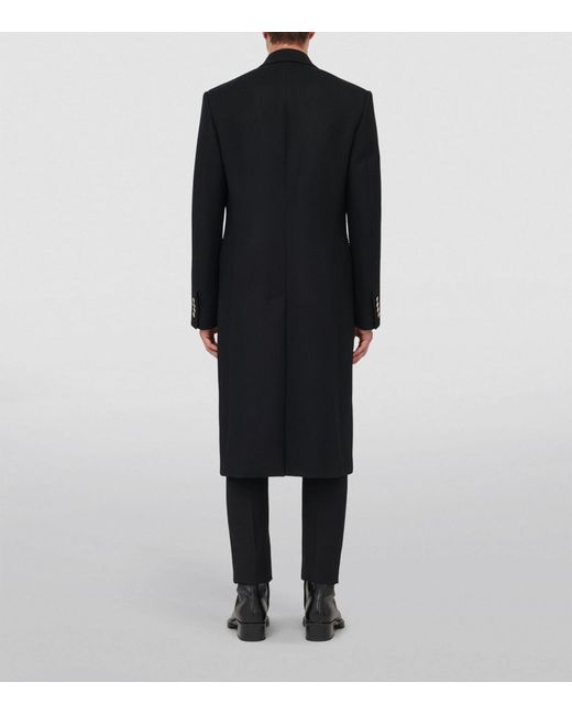 Alexander McQueen Black Wool Double-breasted Overcoat for men