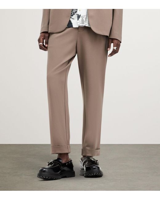 AllSaints Gray Twill Helm Straight Trousers for men