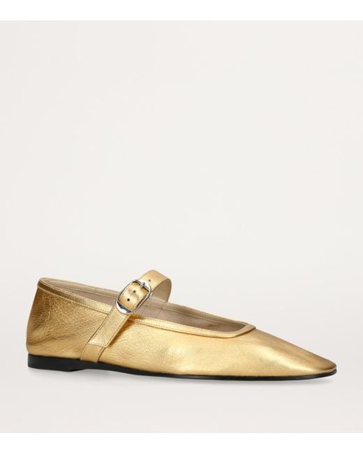 Le Monde Beryl Natural Leather Metallic Mary Jane Ballet Flats