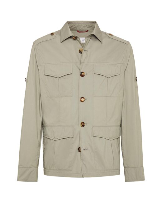 Brunello Cucinelli Gray Cotton-Blend Water-Resistant Safari Jacket for men