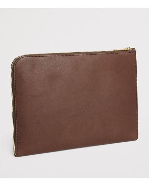 Thom Browne Brown Medium Leather Gusset Folio Bag for men