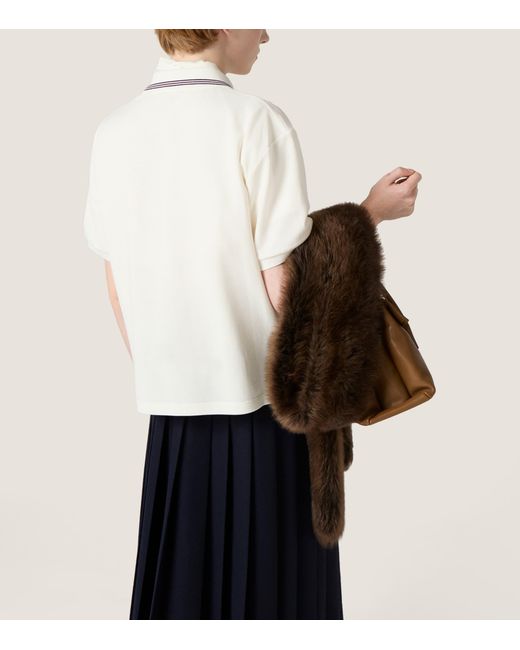 Miu Miu White Cotton Zipped Polo Shirt