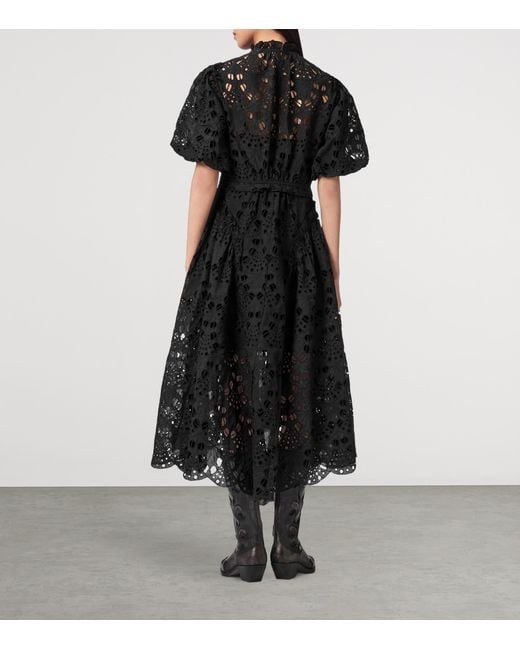 AllSaints Black Embroidered Odette Maxi Dress