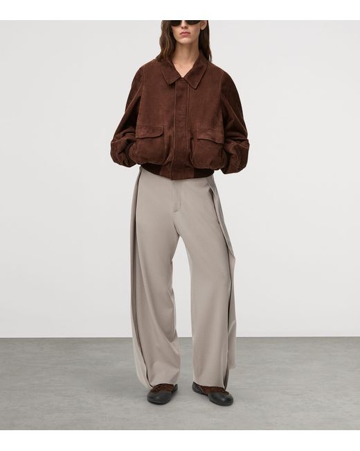 Loewe Brown Leather-Blend Bomber Jacket