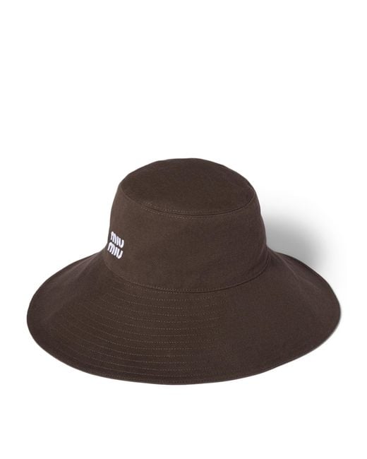 Miu Miu Brown Cotton Logo Hat