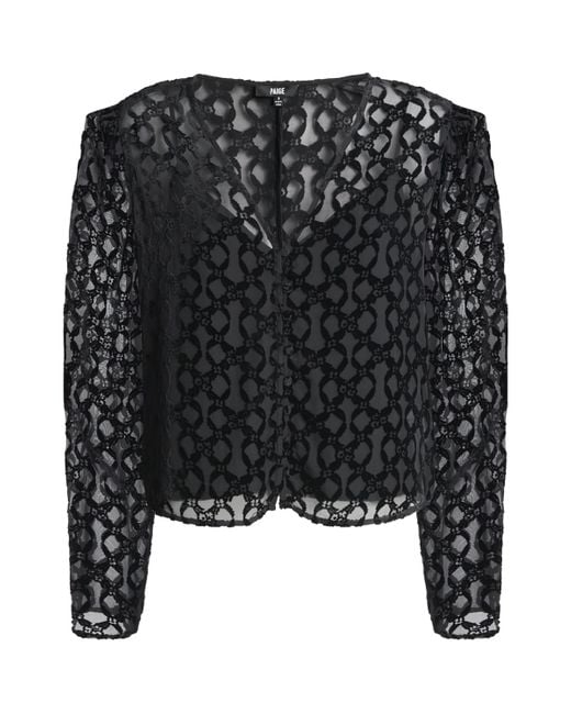 PAIGE Black Velvet Jacquard Amaya Blouse