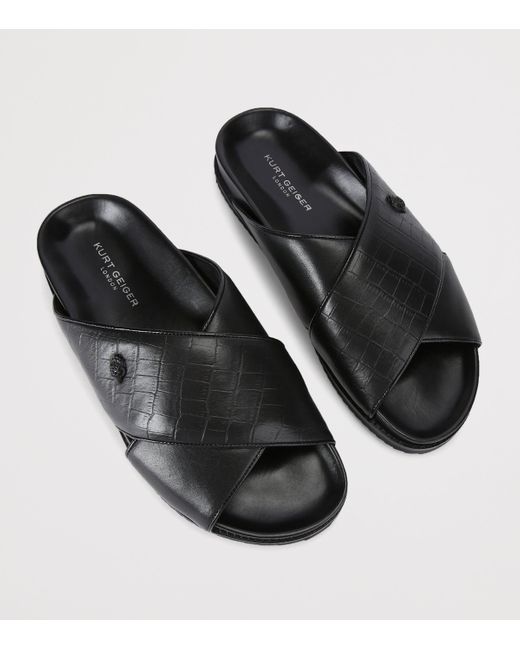 Kurt Geiger Black Leather Baron Sandals for men