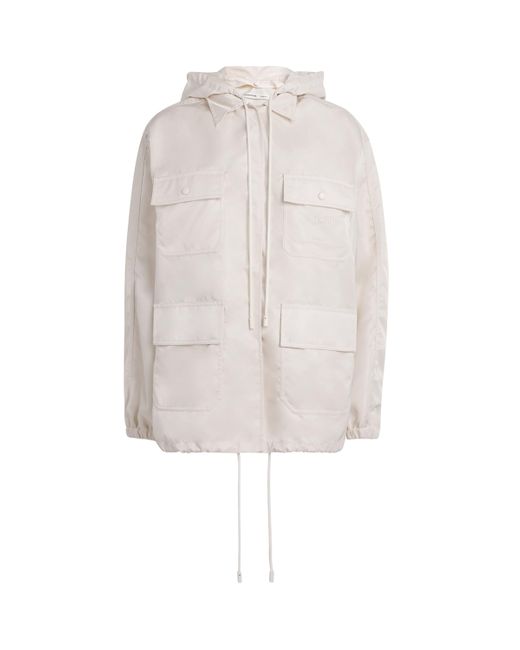 Carven White Nylon Hooded Parka Jacket