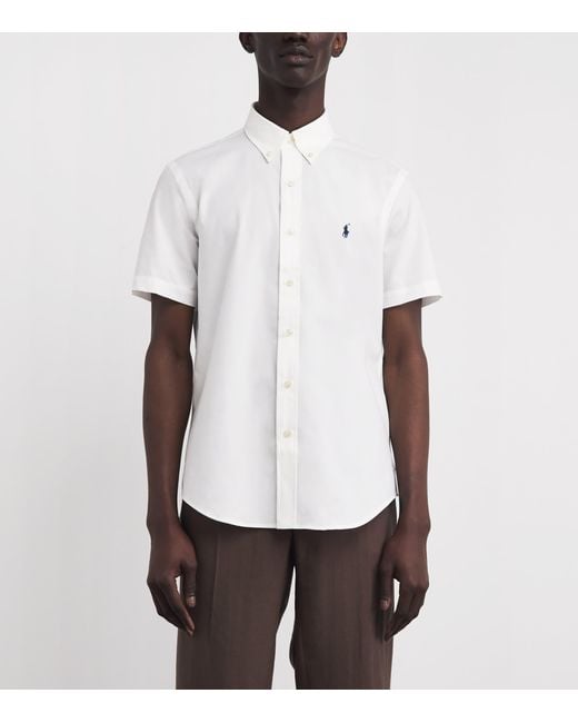 Polo Ralph Lauren White Stretch-Cotton Poplin Short-Sleeve Shirt for men