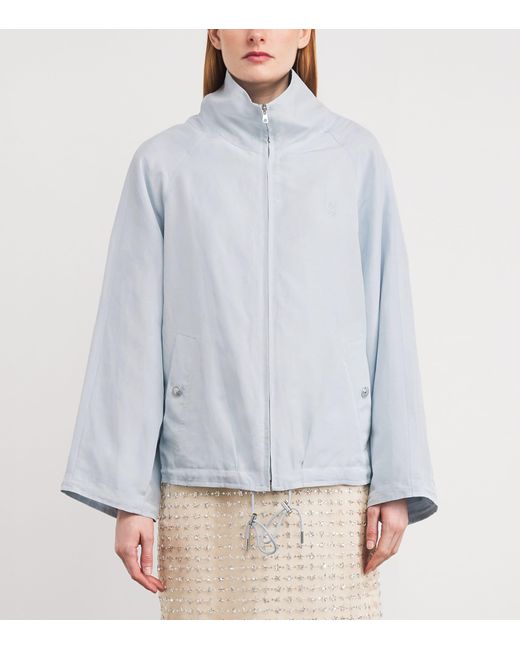 Sandro Blue Embroidered Funnel-Neck Jacket