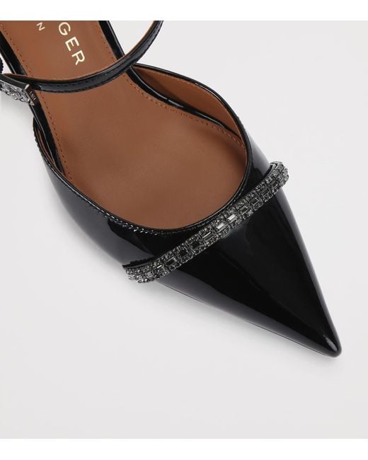 Kurt Geiger Black Patent Leather Embellished Strass Point Mules 90